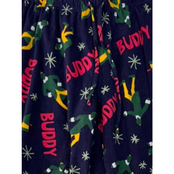 Buddy the Elf Unisex Medium Fleece Navy Blue Pajama Lounge Pants - Picture 2 of 7